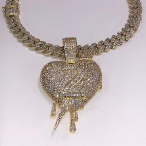 Miami Cuban Chain “Heart” pendant Created Diamonds